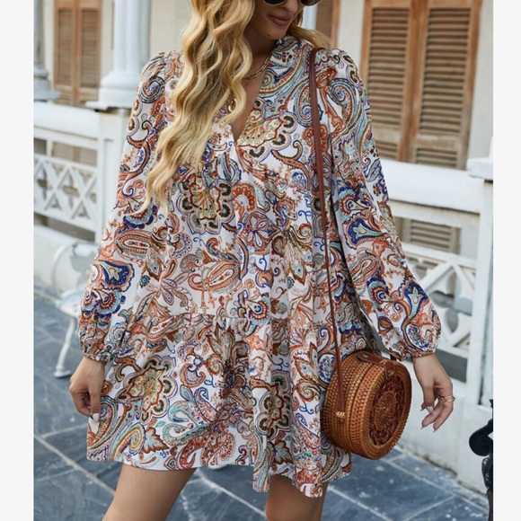 Boho Floral Print Tiered Ruffle Dress - Picture 4 of 6